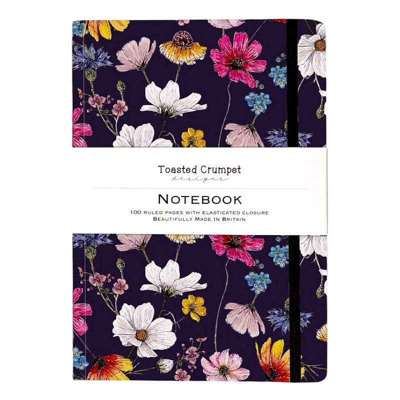 Toasted Crumpet Designs Regency Gardens Noir A5 Lined Notebook NO70 front