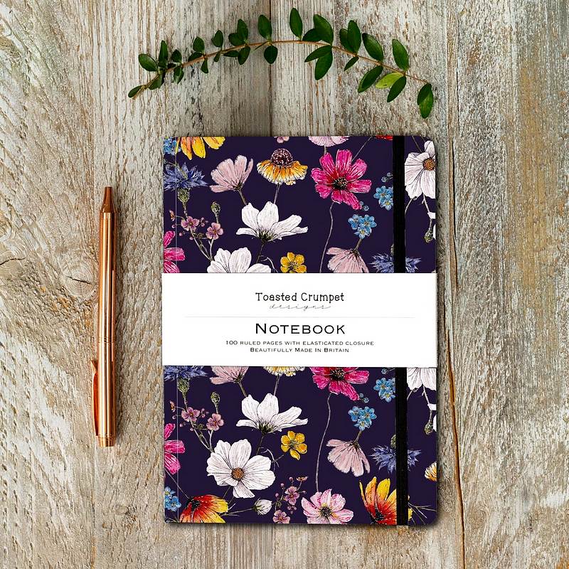 Toasted Crumpet Designs Regency Gardens Noir A5 Lined Notebook NO70 lifestyle