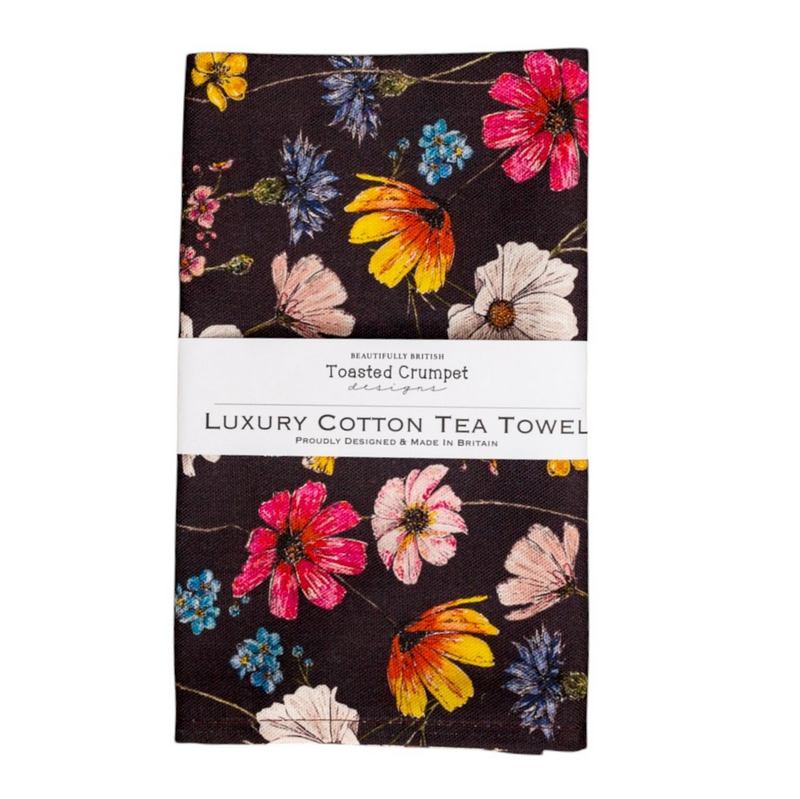 Toasted Crumpet Designs Regency Gardens Noir Tea Towel LTT70 front