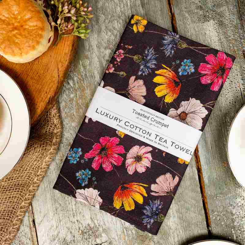 Toasted Crumpet Designs Regency Gardens Noir Tea Towel LTT70 lifestyle 2