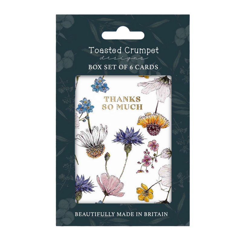Toasted Crumpet Designs Thanks So Much Regency Gardens Pure Notecards Box 6 Cards MBX150 front