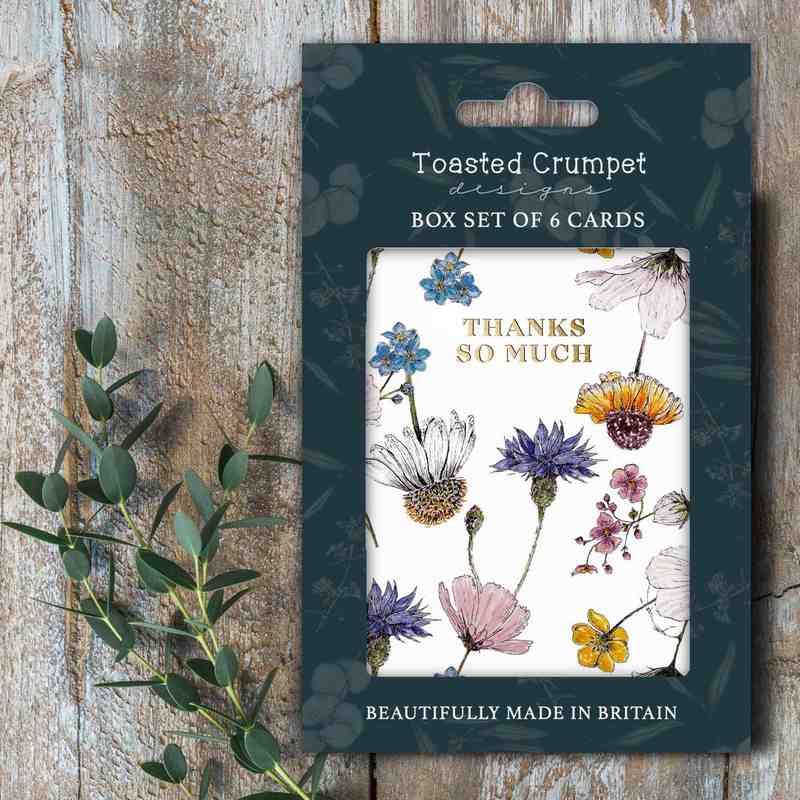 Toasted Crumpet Designs Thanks So Much Regency Gardens Pure Notecards Box 6 Cards MBX150 lifestyle