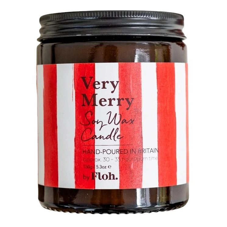 Toasted Crumpet Designs Very Merry Apothecary Candle in Glass Jar front