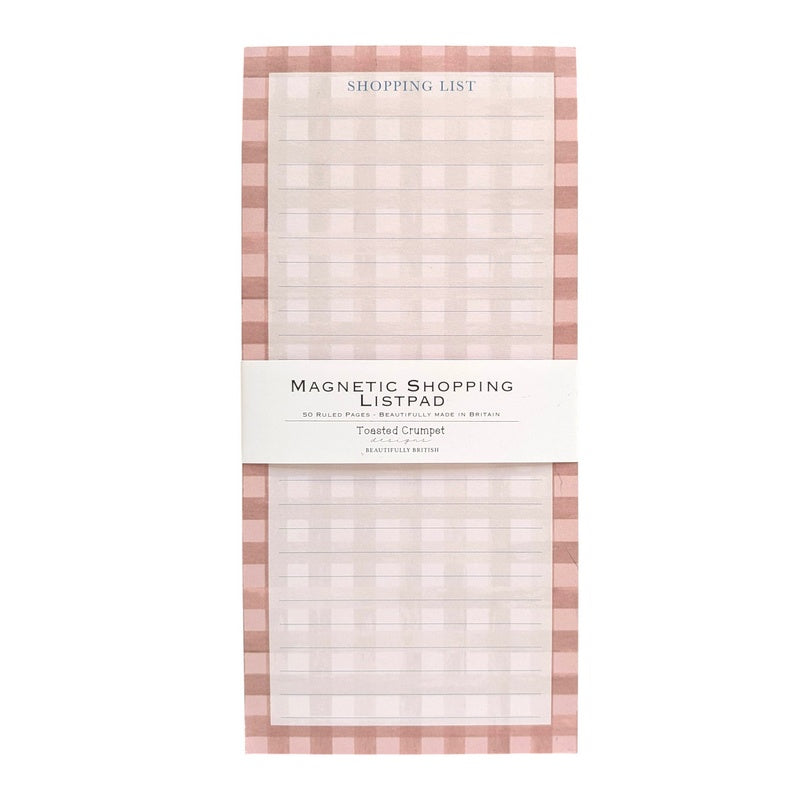 Toasted Crumpet Heather Blush Check Magnetic Shopping List Pad SPAD120 front