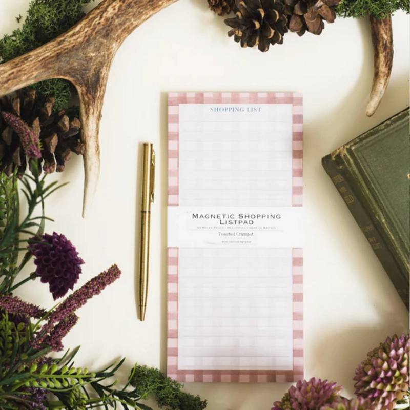 Toasted Crumpet Heather Blush Check Magnetic Shopping List Pad SPAD120 lifestyle