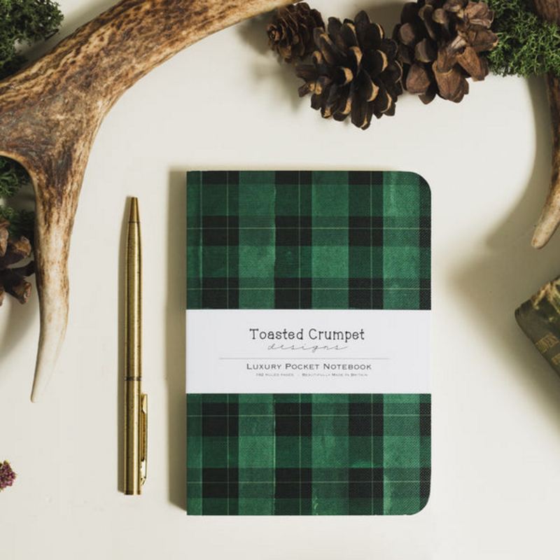 Toasted Crumpet Highland Moss Tartan A6 Lined Notepad NP122 lifestyle
