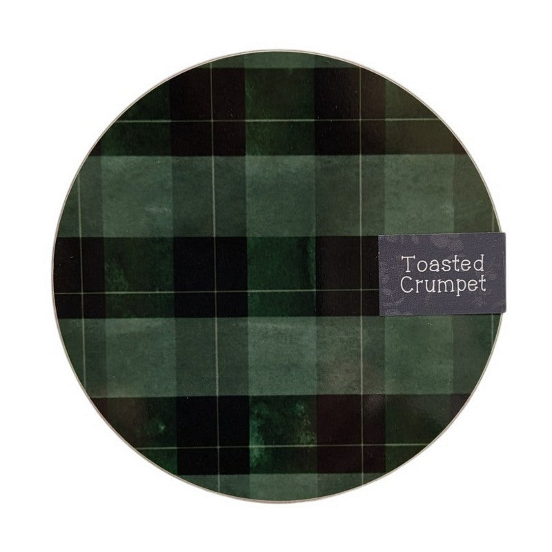 Toasted Crumpet Highland Moss Tartan Round Coaster RC47 front