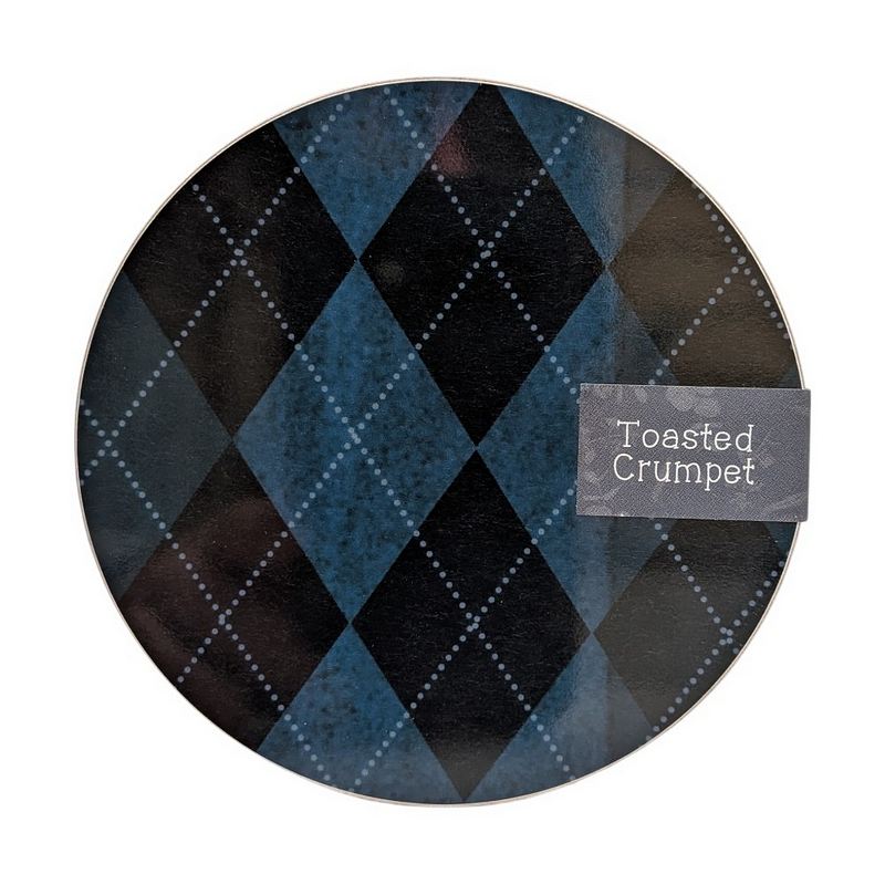 Toasted Crumpet Midnight Blue Argyle Round Coaster RC44 front