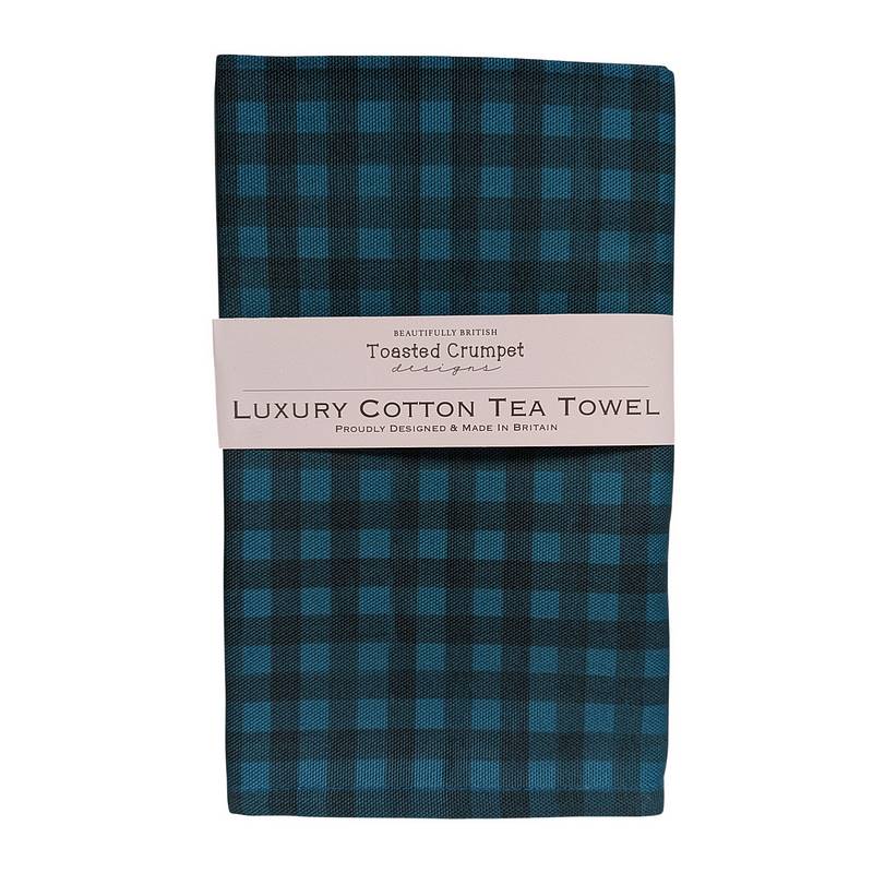 Toasted Crumpet Midnight Blue Check Tea Towel LTT106 front