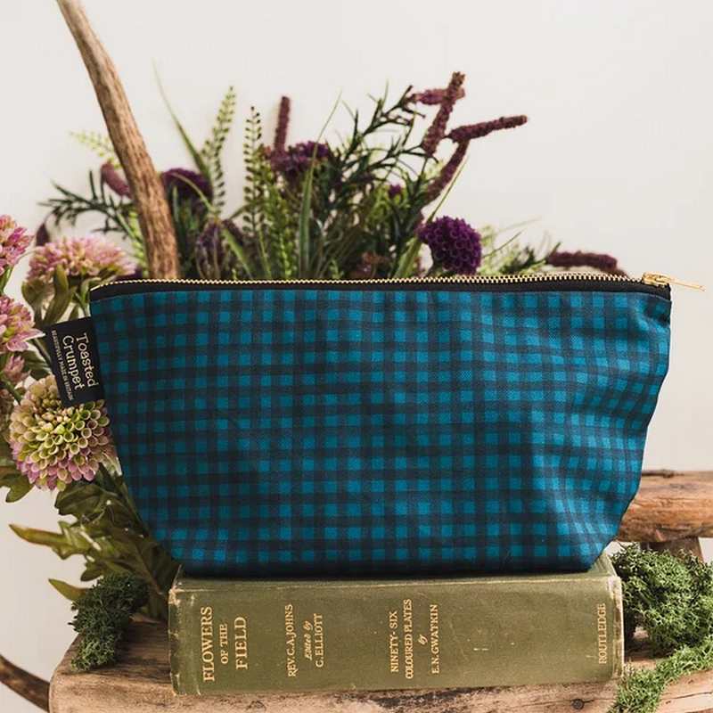 Toasted Crumpet Midnight Blue Check Wash Bag WB105 lifestyle