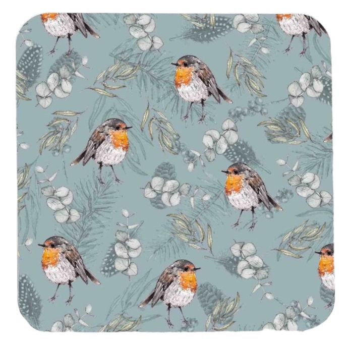 Toasted Crumpet Robin and Eucalyptus Blue Coaster TWC60 main