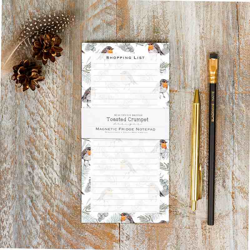 Toasted Crumpet Designs Robin & Eucalyptus Shopping List Pad SPAD47 lifestyle