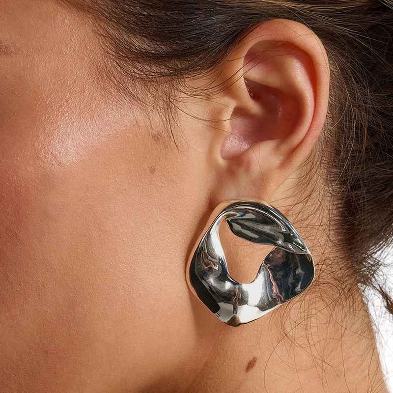 Tutti & Co Eclipse Large Scrunch Stud Earrings Silver EA679S model 1