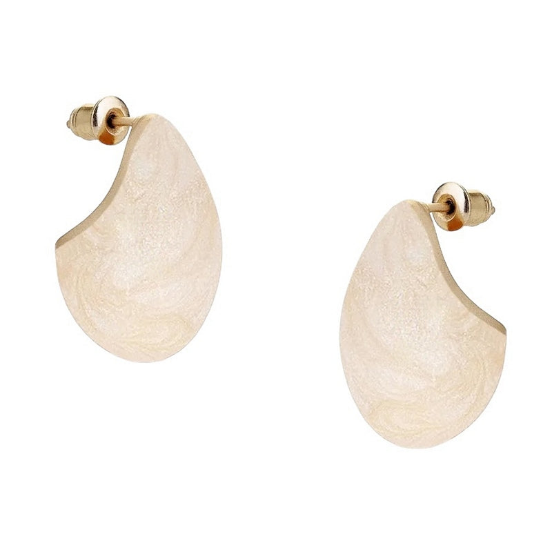 Tutti & Co Hush Earrings Pearl Shimmer Enamel Gold EA620G side