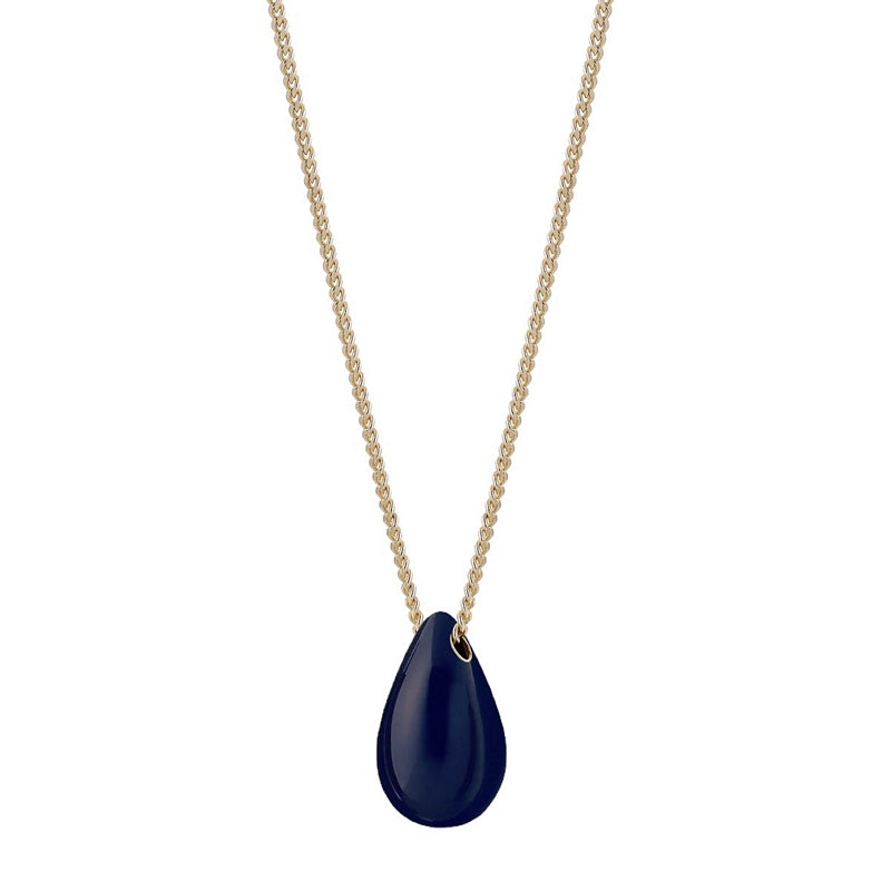 Tutti & Co Hush Necklace Navy Enamel Gold NE735G main