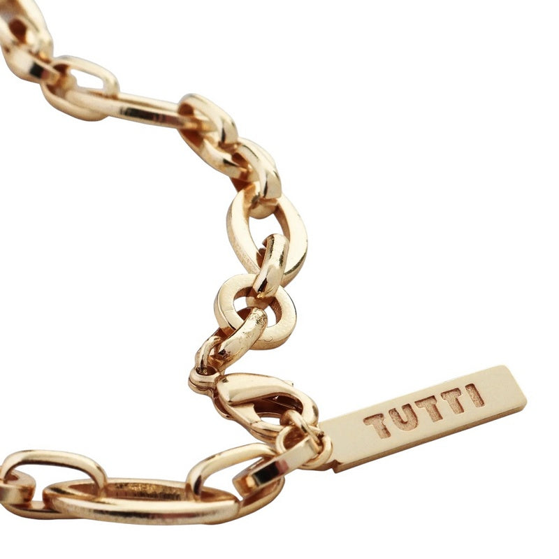 Tutti & Co Jewellery Amity Necklace Gold NE776G clasp & logo