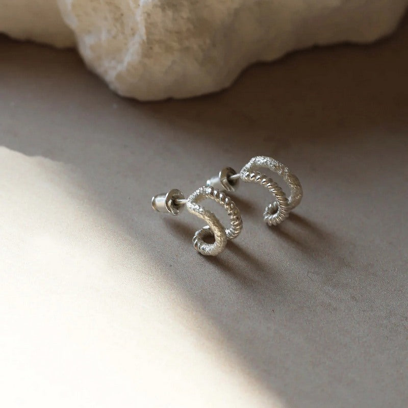 Tutti & Co Jewellery Braid Earrings Silver EA590S lifestyle