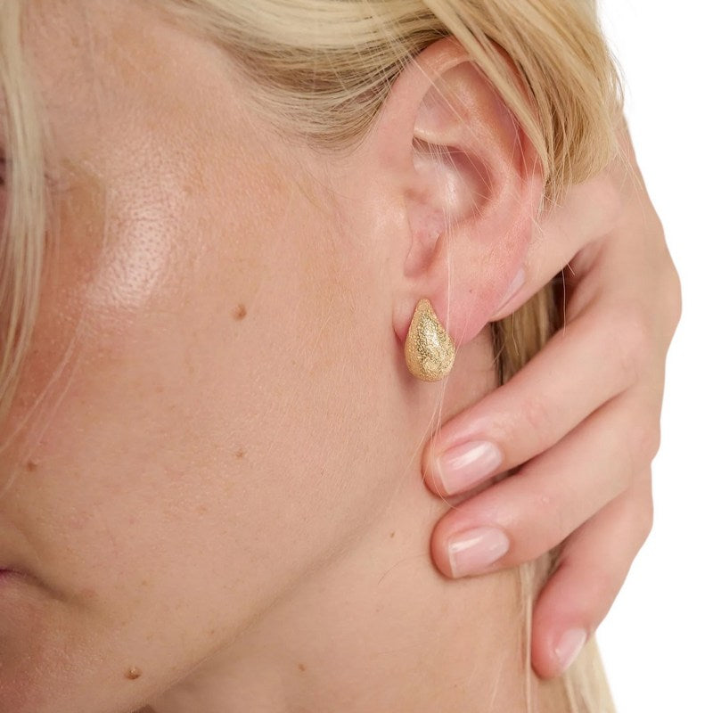 Tutti & Co Jewellery Dome Small Earrings Gold EA703G on model