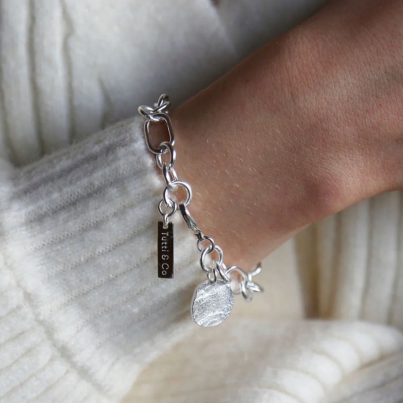 Tutti & Co Jewellery Grove Bracelet in Silver BR580S on model 2