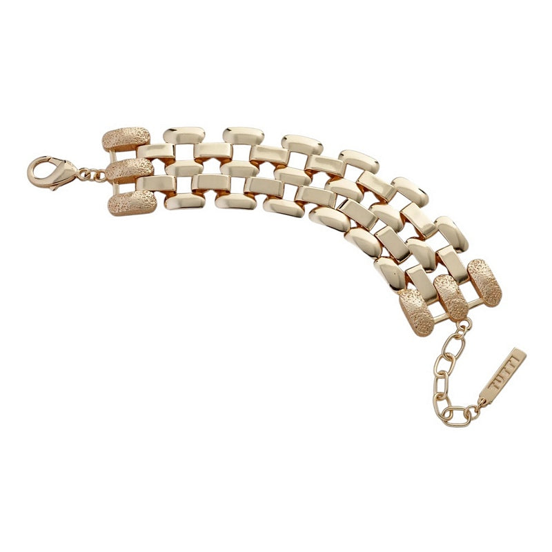 Tutti & Co Jewellery Linear Bracelet Gold BR710G curved