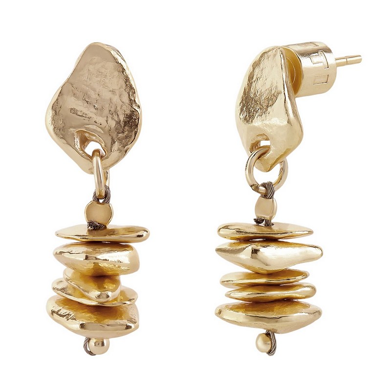 Tutti & Co Jewellery Row Earrings Gold EA750G front