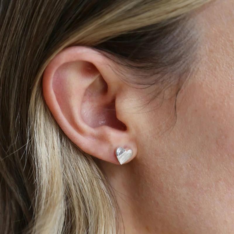 Tutti & Co Jewellery Sweetheart Earrings in Silver EA518S on model