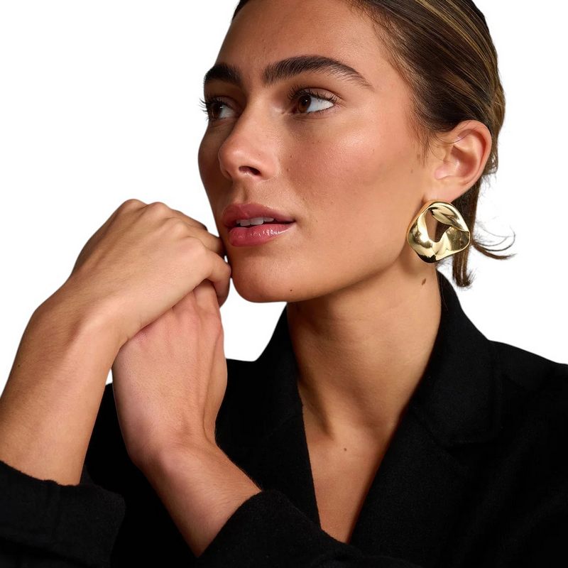 Tutti & Co Eclipse Large Scrunch Stud Earrings Gold EA679G model 2