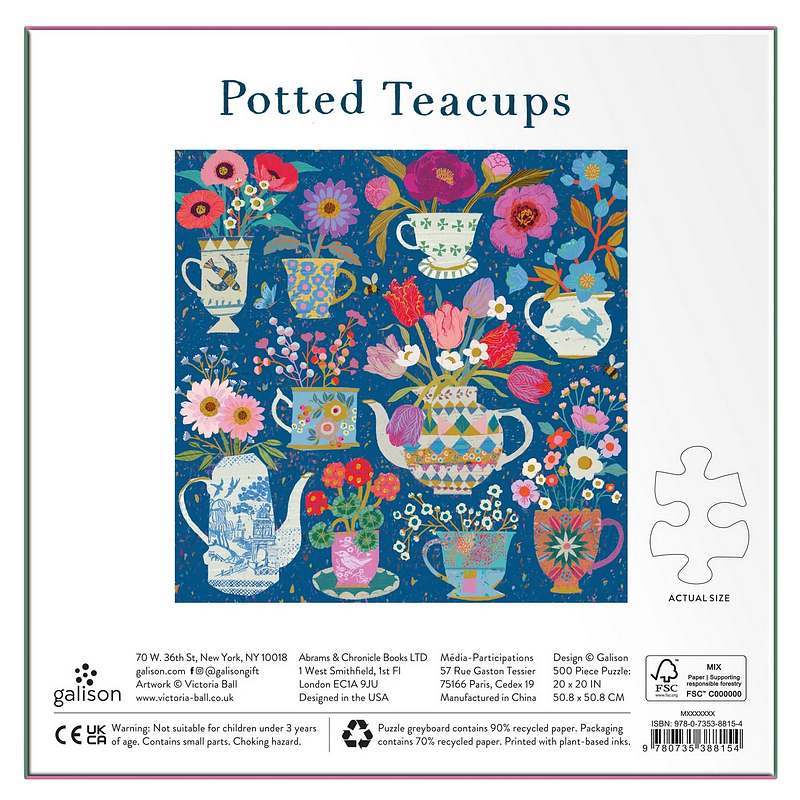 Victoria Ball Potted Teacups 500 Piece Foil Puzzle rear