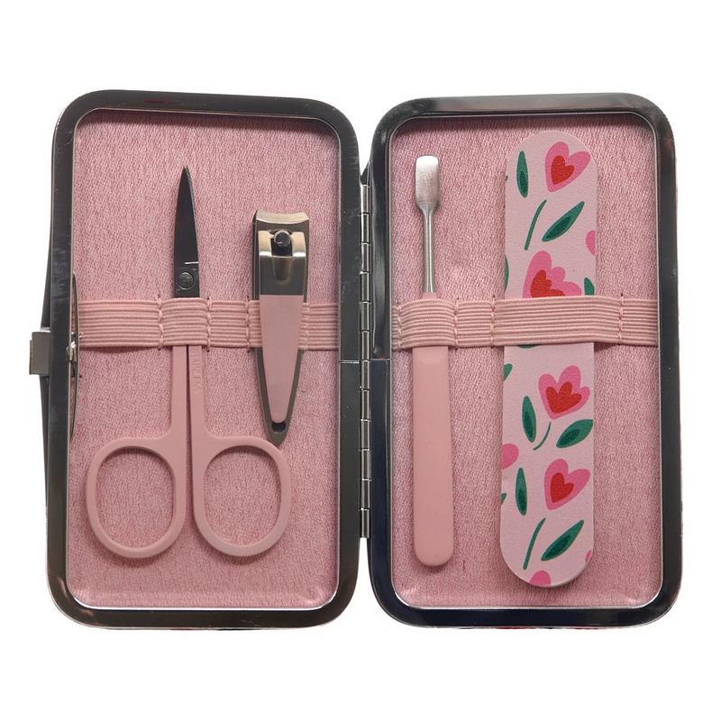 Vintage Cosmetic Company Tulip Manicure Purse 2MPTIL open showing tools