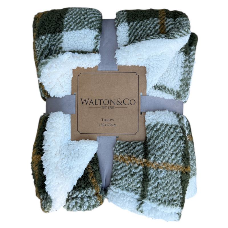 Walton & Co Check Cosy Check Throw Olive package front