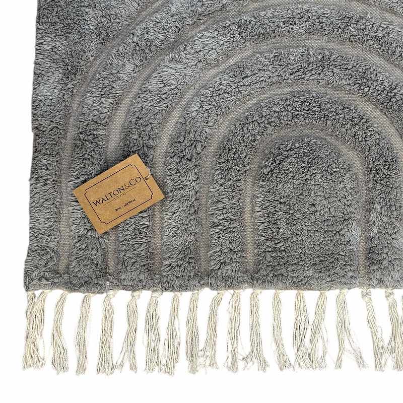 Waltons Of Yorkshire Bhodi Rug Grey BHRUGSG fringe detail