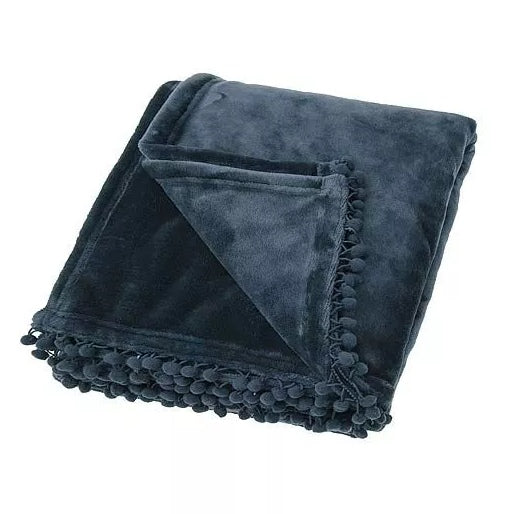 Waltons Of Yorkshire Cashmere Touch Fleece Throw Slate Blue AWTCTSL folded