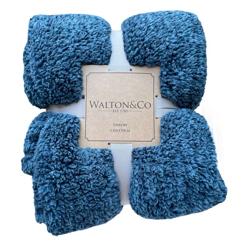 Waltons Of Yorkshire Cosy Cloud Throw Slate Blue AWTCCSL folded