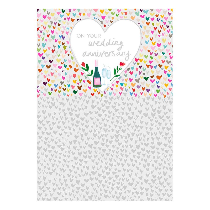 Wedding Anniversary Card Mini Silver Foil Hearts AM2413 front