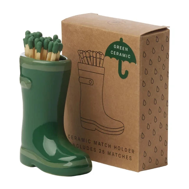 Wellington Boot Matches Holder Dark & Light Green main