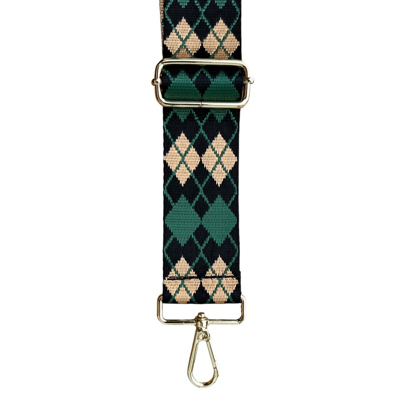 Wide Bag Strap Argyle Dark Green clip