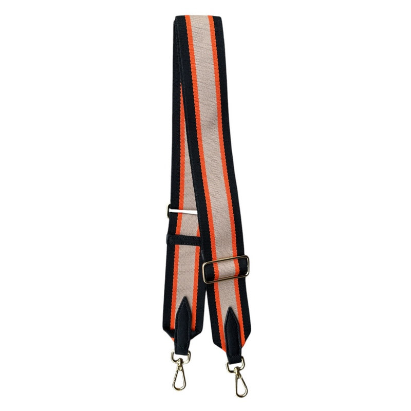 Wide Bag Strap Black Gold & Orange Stripes main