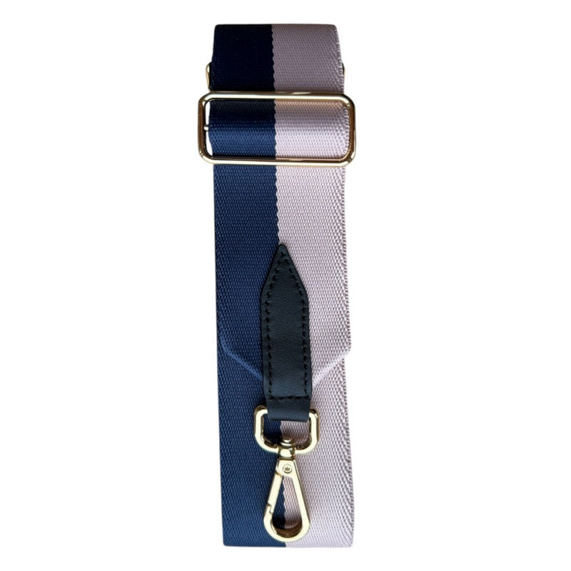 Wide Bag Strap Pink & Navy Stripe folded