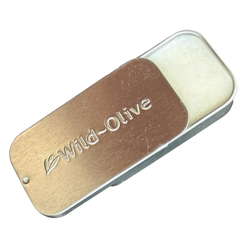 Wild-Olive Natural Lip Balm tin open