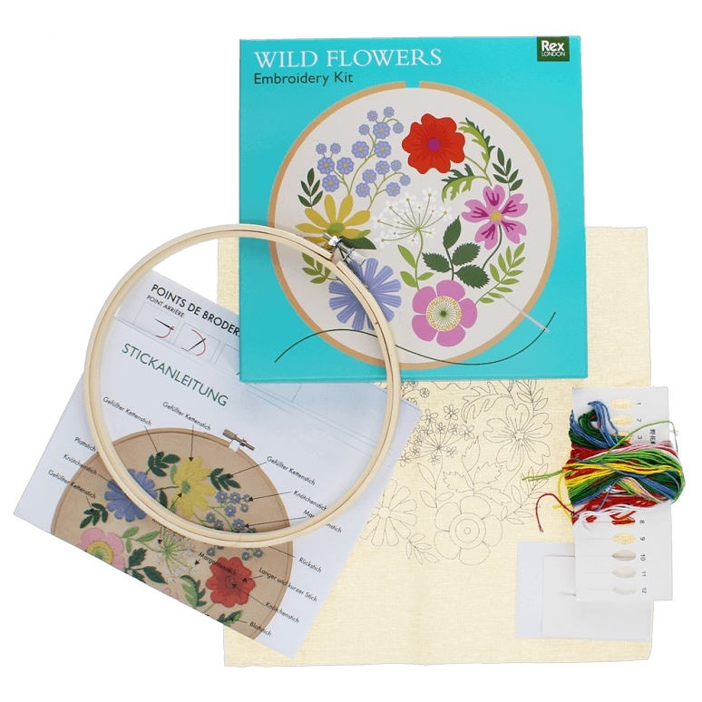 Wild Flowers Embroidery Kit 29996 contents