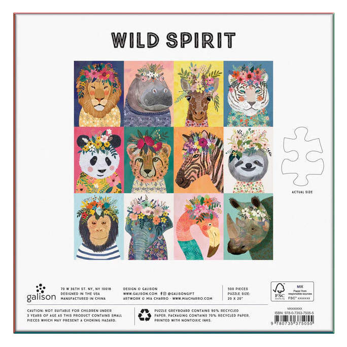 Wild Spirit 500 Piece Jigsaw Puzzle box rear