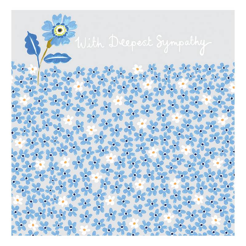 With Deepest Sympathy Mini Blue Foil Flowers Card AM2436T front