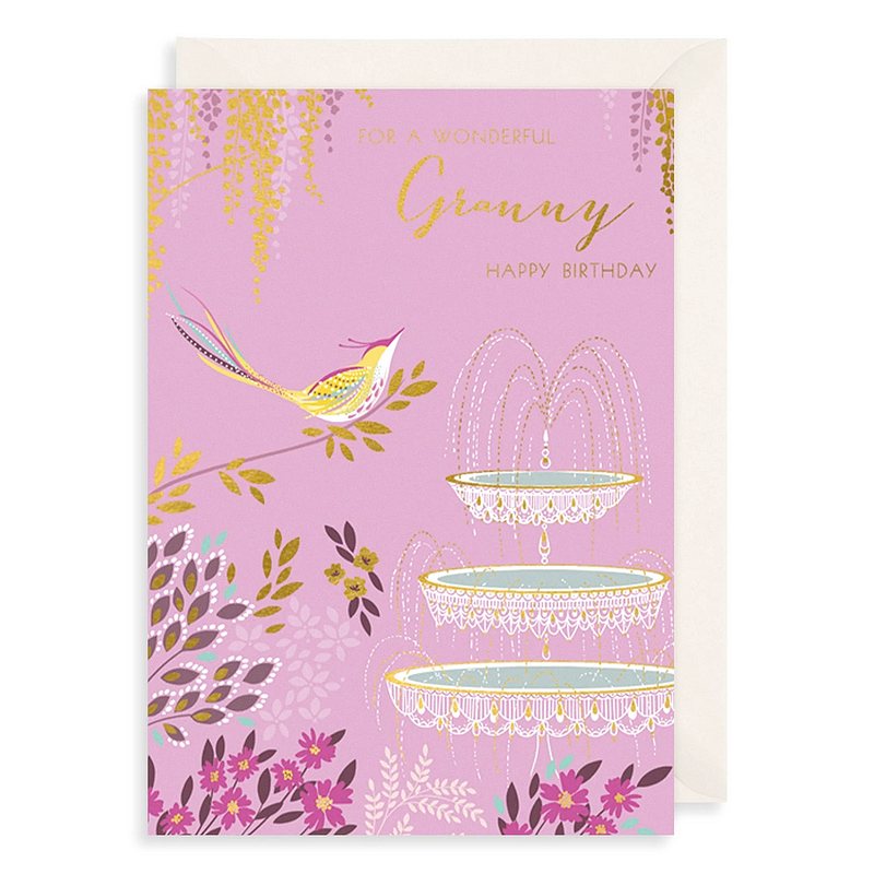 Wonderful Granny Birthday Card Birds and Fountain SAMR21 front