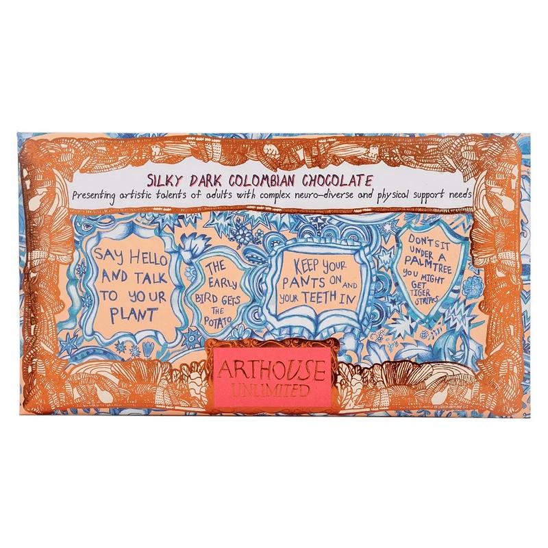 Words of Wisdom Silky Dark Columbian Chocolate Bar CHOC096 front