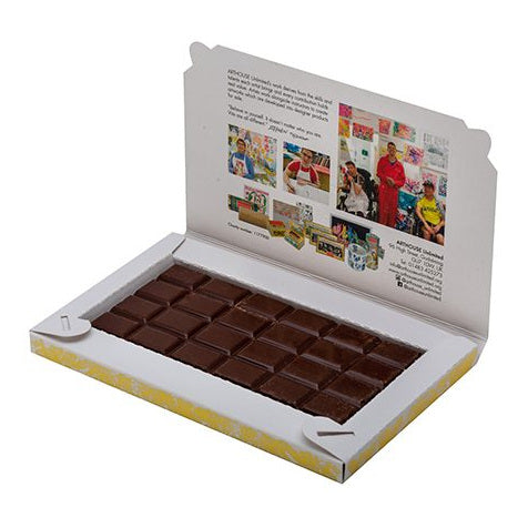 Abundance Postcard Dark Chocolate with White Truffle Honey open