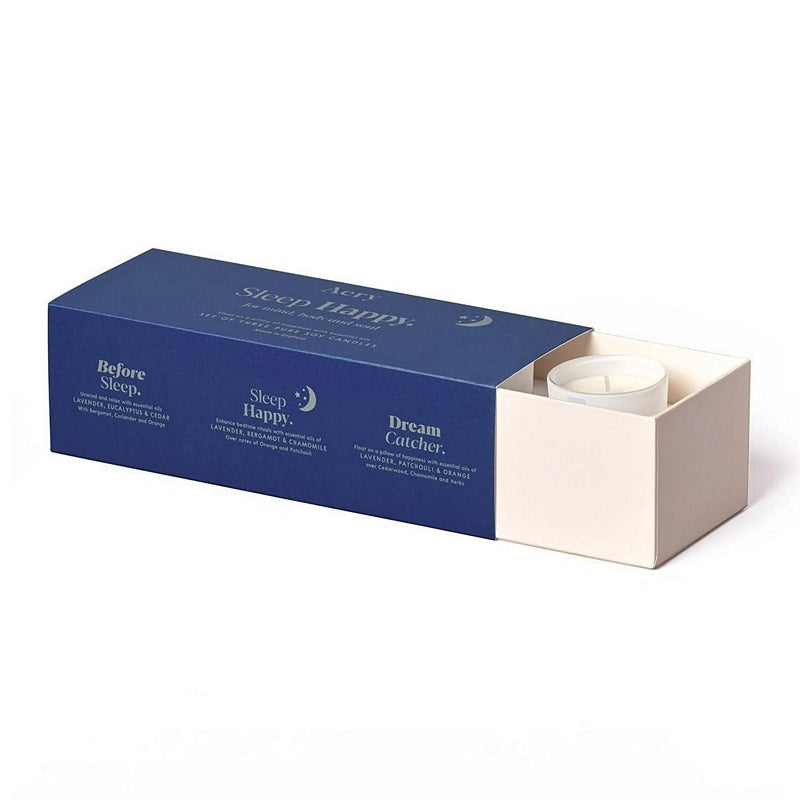 Aery Aromatherapy Gift Set of 3 Candles Sleep Happy AE0160 in box