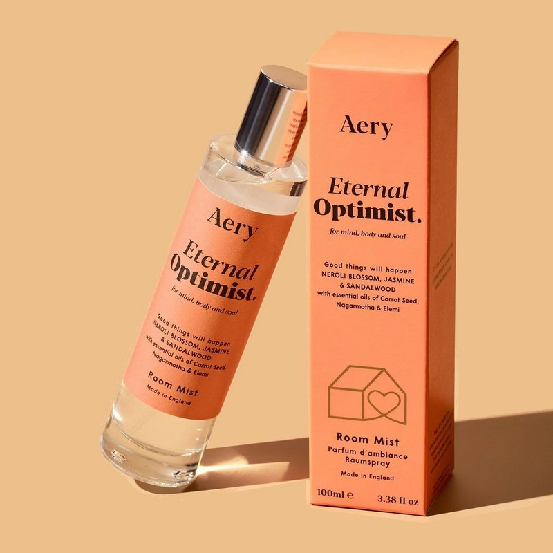 Aery Aromatherapy Room Mist Eternal Optimist Neroli Jasmine & Sandalwood AE0161 on coloured background