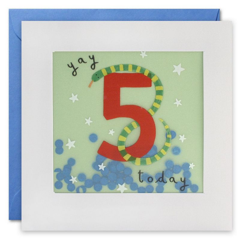 Age 5 Snake Paper Shakies Birthday Card PP3276 front