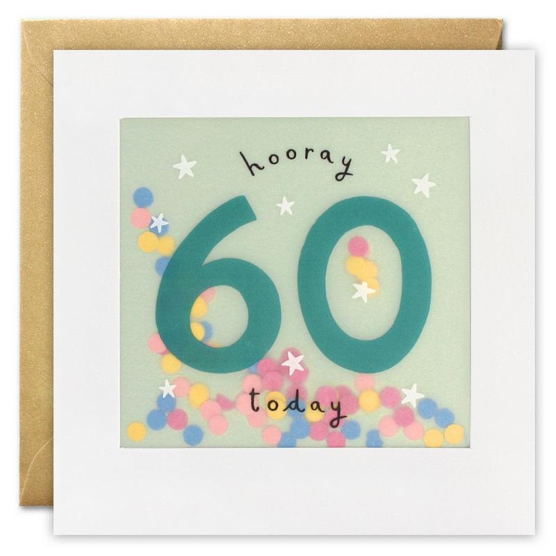 Age 60 Hooray Paper Shakies Birthday Card PP3324 front