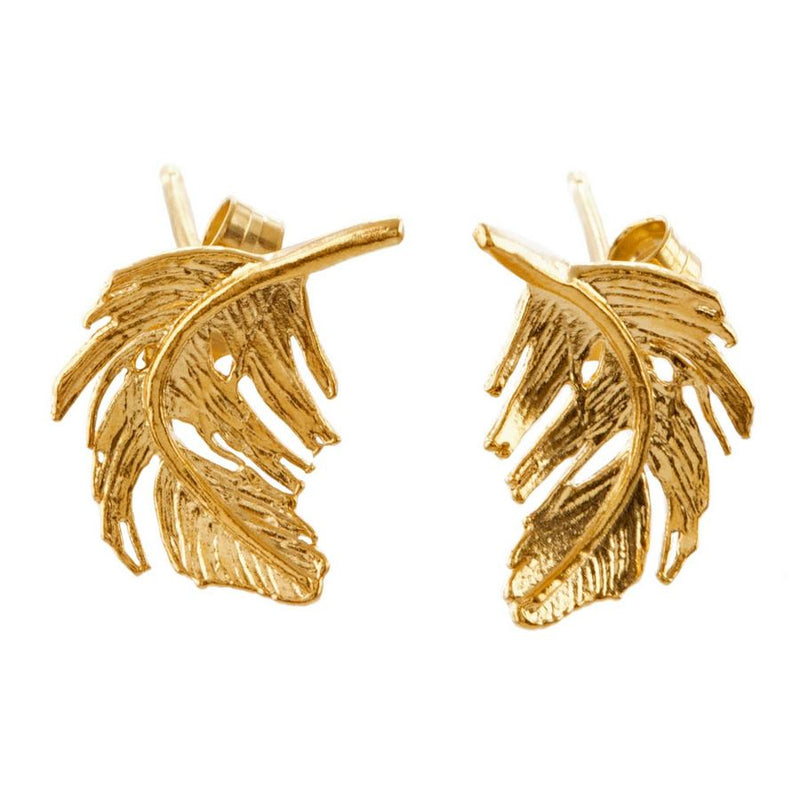 Alex Monroe Gold Plated Feather Stud Earrings TFE5-GP main